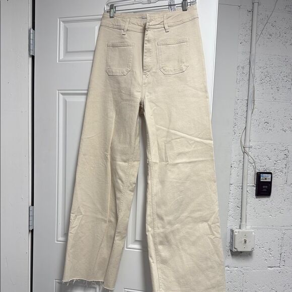 Zara Beige Denim Trousers - Size 8 - Like New Front Pockets - Picture 1 of 3
